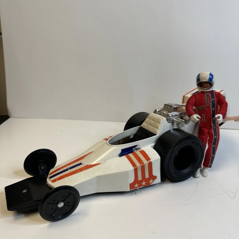 Vintage Ideal 1974 Evel Knievel Formula 1 Dragster And Figure